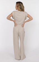 Cindy Strong Shoulder Sleeveless Knit Top Oatmeal