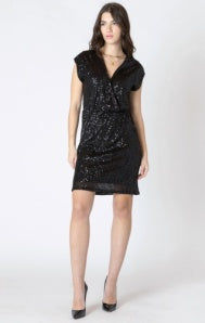 2622018 D Cap Sleeve Sequin Wrap Dress