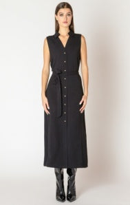2622566 T Sleeveless Belted Shirt Dress