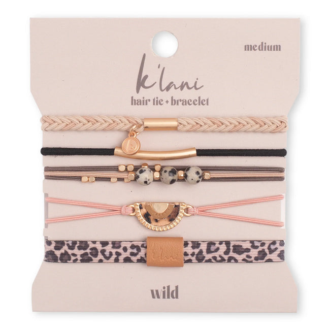"Wild" Animal Print with Pink Accent Hair Tie Bracelets