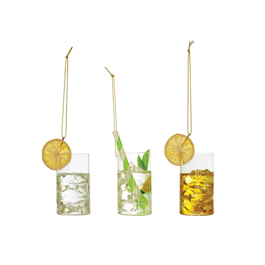 4"H Glass Highball Cocktail Ornament