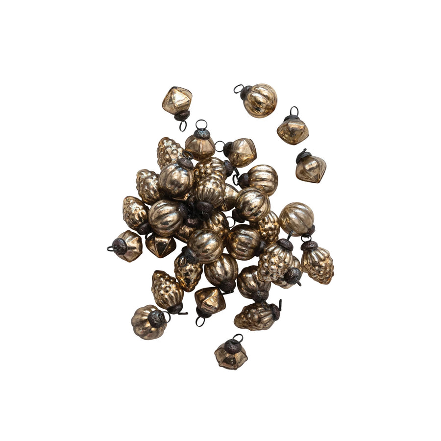 1"H Embossed Mercury Glass Ornament