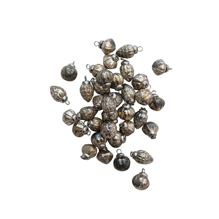 1"H Embossed Mercury Glass Ornament