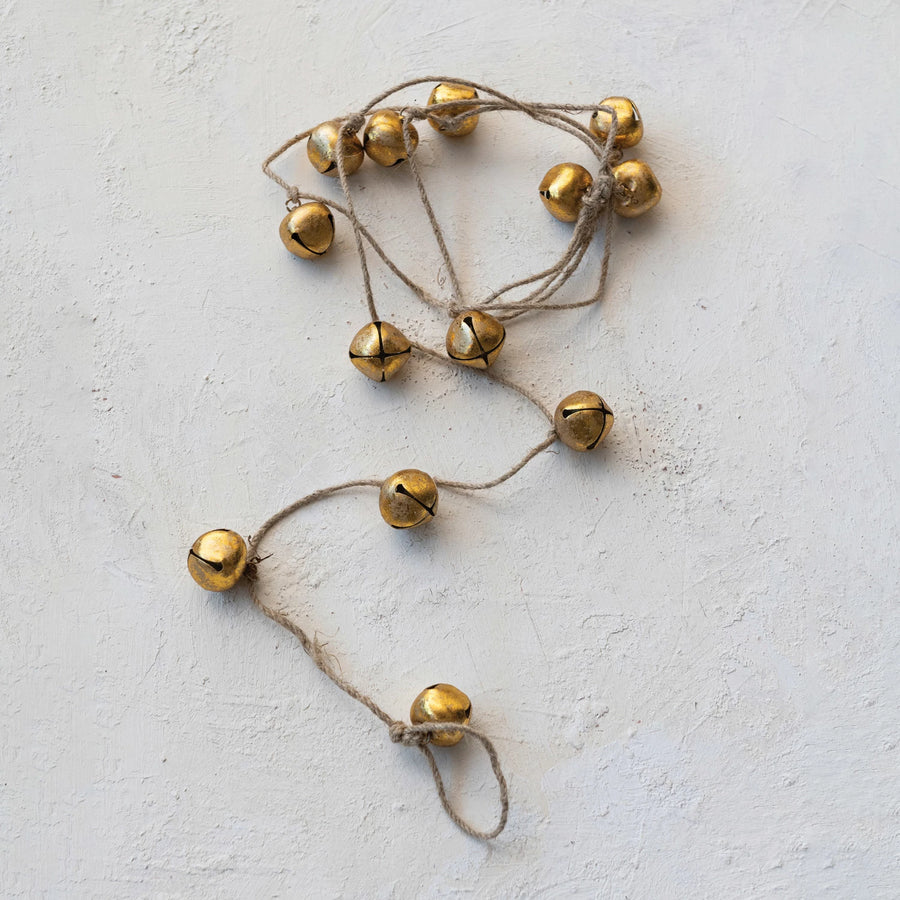 Handmade Metal Bell Garland on Jute Rope