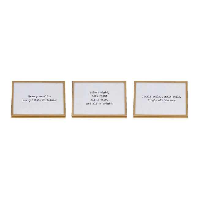 Metal & Glass Frame w/ Easel & Saying, Gold Finish, 3 Styles (Holds 4" x 6" Photo)