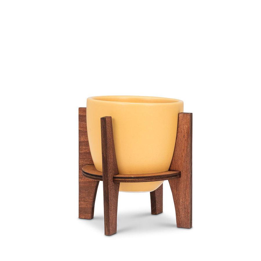 Yellow Pot w/Wooden Stand
