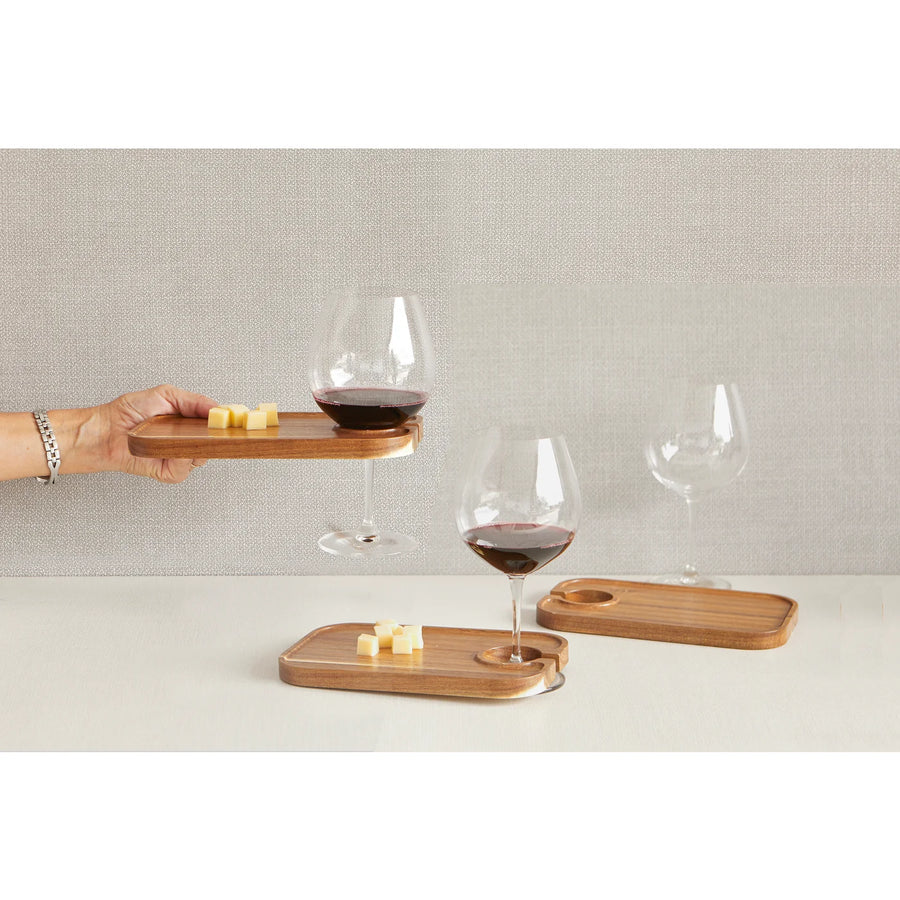 Acacia Board with Wine Glass Holder