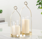 Arabesque Metal Glass Hurricane Candle Holder