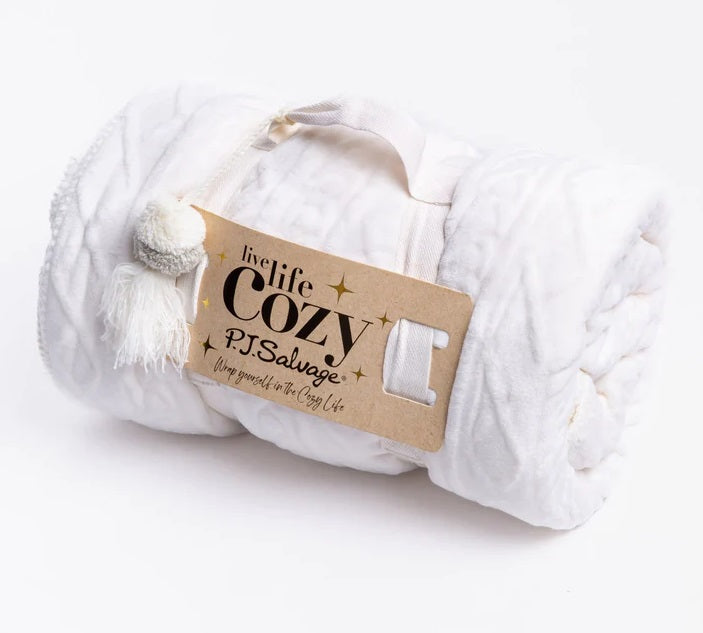 Cozy Knit Solid White Blanket