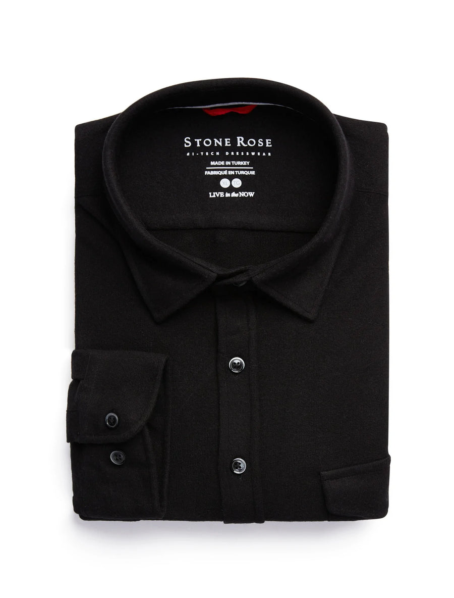 Stone Rose Black T-Series Solid Fleece Shirt
