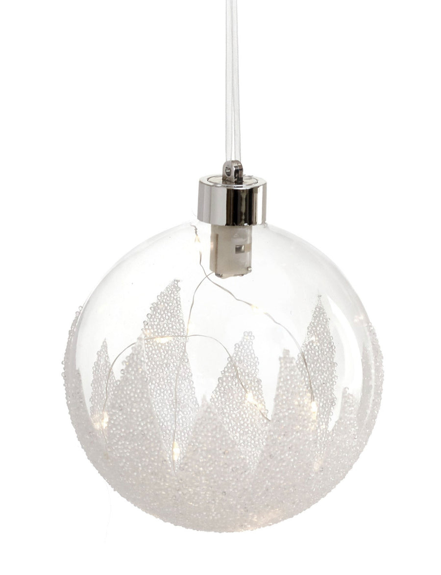 Ornament Glass LED Clear with trees 4.5”