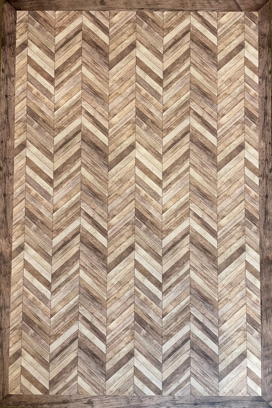 Wood Chevron Decorative Vinyl Floor Mat – 2' x 3' 