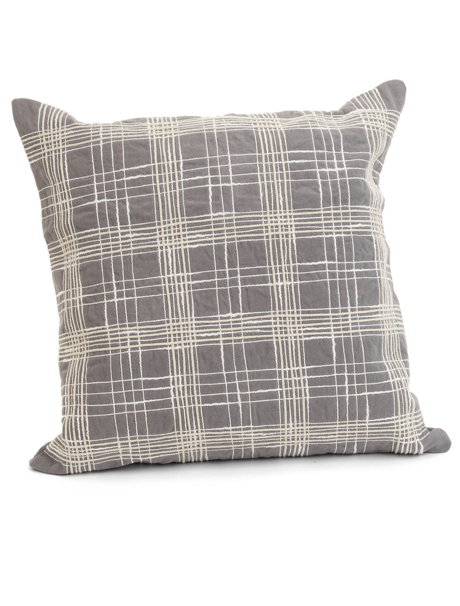 Cotton Plaid Grey Pillow Sleeve 18” x 18”